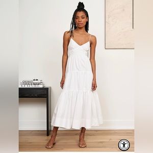 La Ligned Beatrix Sleeveless Cotton Linen Tiered Maxi Dress M